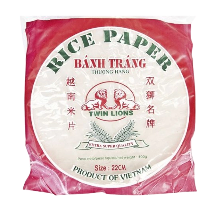 PAPEL ARROZ REDONDO 22CM (TWIN LIONS) 400G